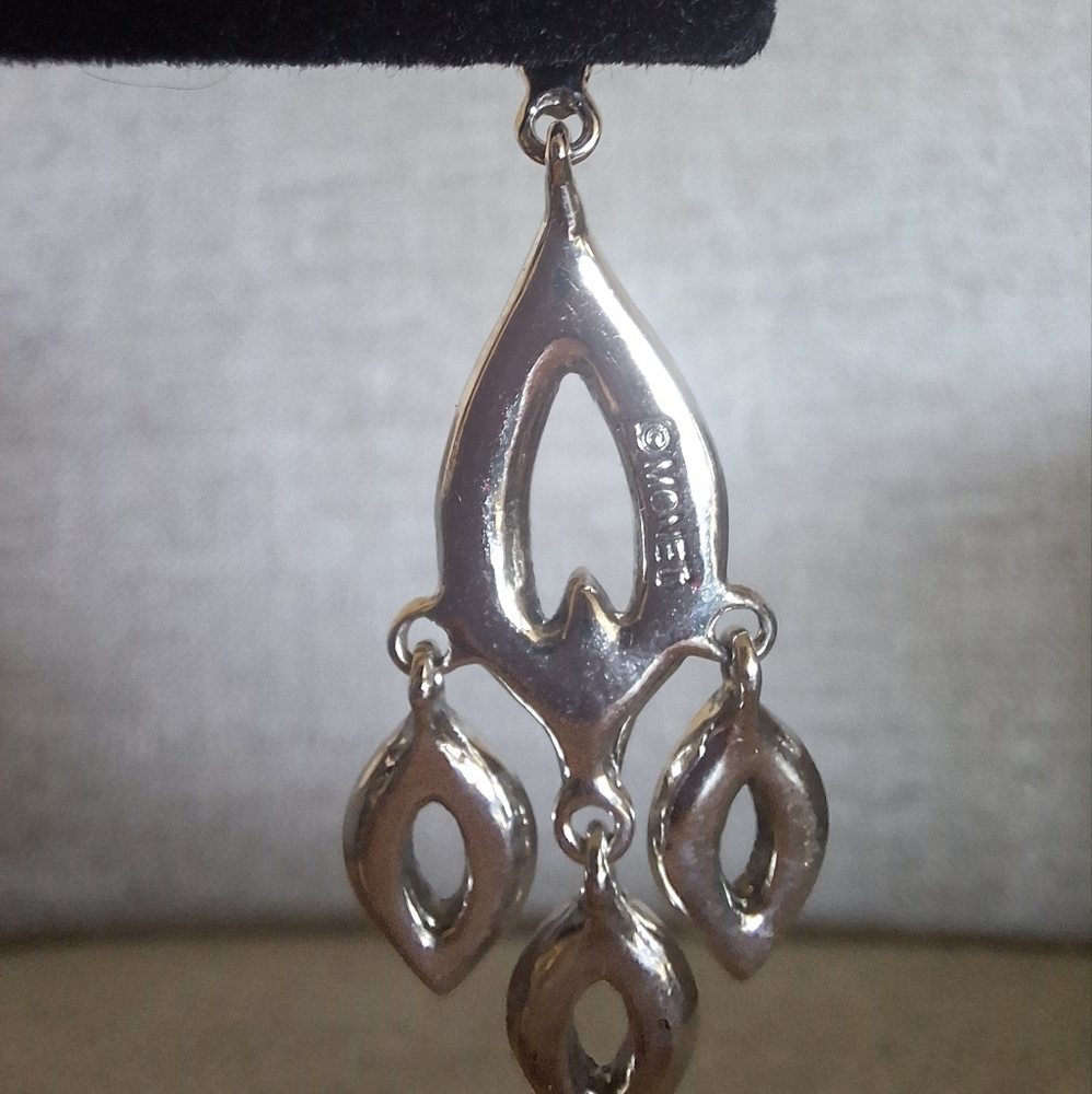 Monet Silver Drop Earrings - Picture 4 of 4